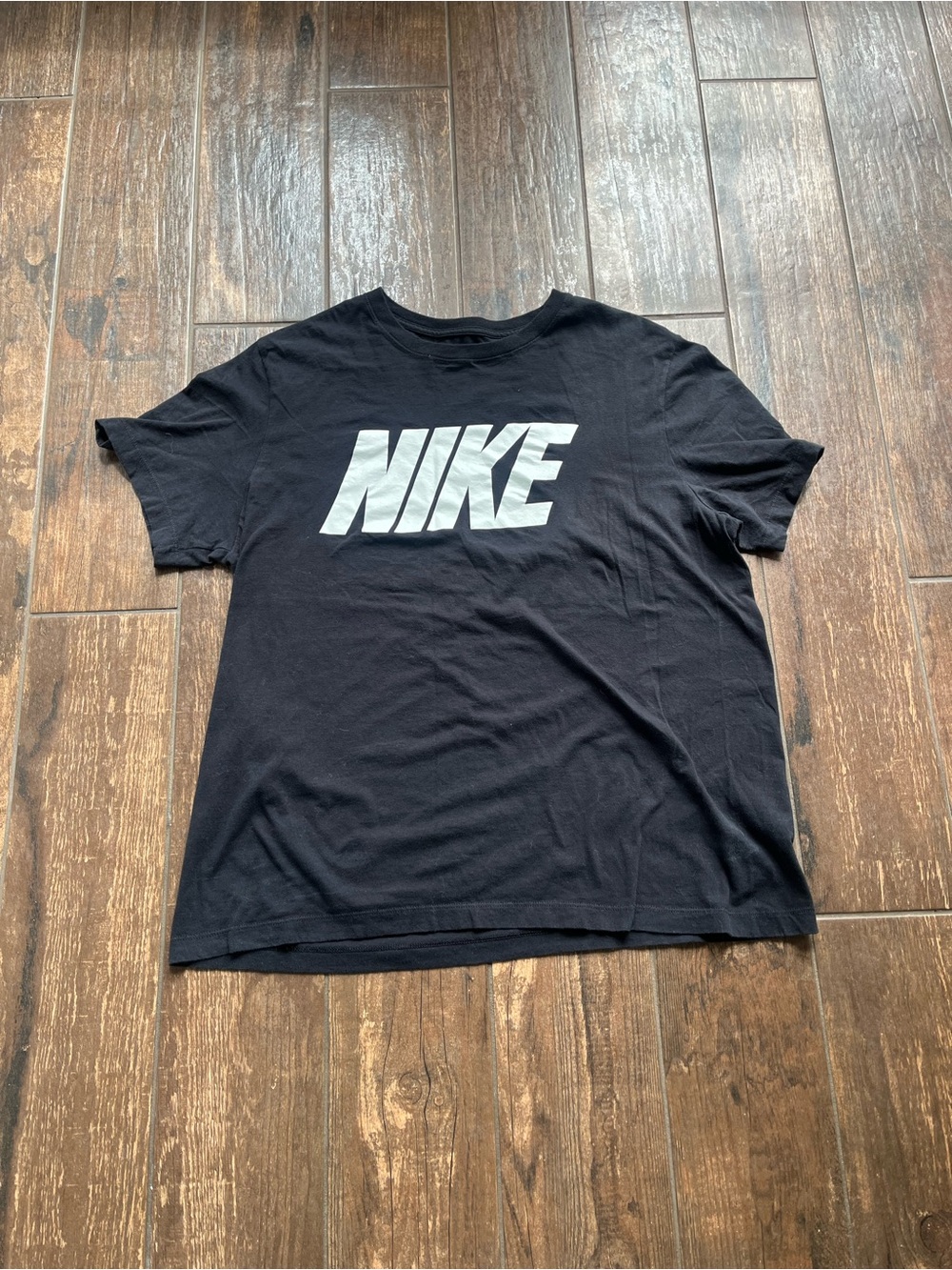Nike Black Men’s Short-Sleeve Tee with White NIKE Chest Logo